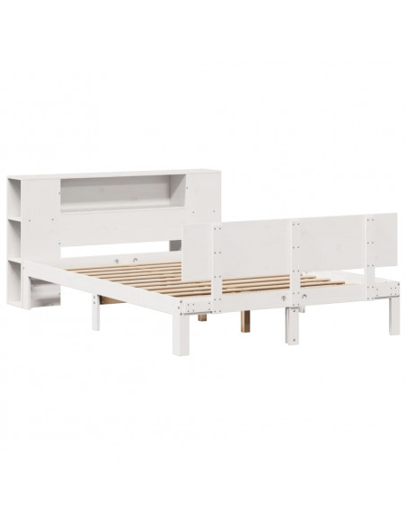 Letto Libreria senza Materasso Bianco 135x190 cm Legno di Pino