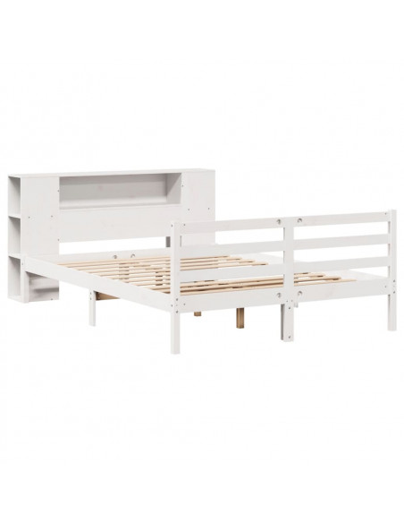 Letto Libreria senza Materasso Bianco 135x190 cm Legno di Pino