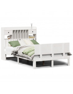 Letto Libreria senza Materasso Bianco 135x190 cm Legno di Pino