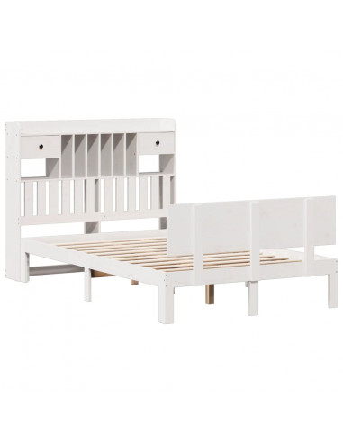 Letto Libreria senza Materasso Bianco 135x190 cm Legno di Pino