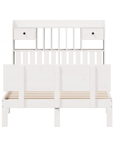 Letto Libreria senza Materasso Bianco 135x190 cm Legno di Pino