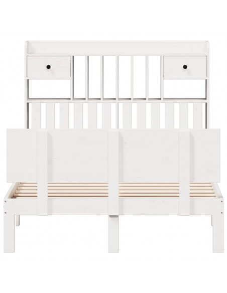 Letto Libreria senza Materasso Bianco 135x190 cm Legno di Pino