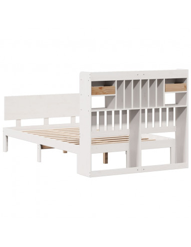 Letto Libreria senza Materasso Bianco 135x190 cm Legno di Pino