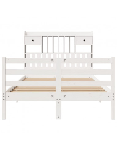Letto Libreria senza Materasso Bianco 135x190 cm Legno di Pino