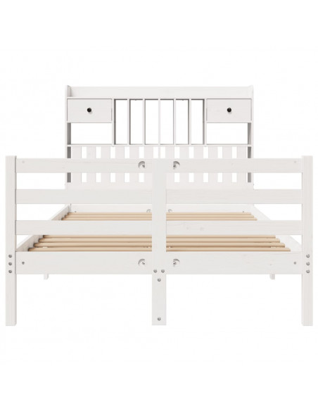 Letto Libreria senza Materasso Bianco 135x190 cm Legno di Pino