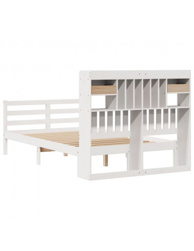 Letto Libreria senza Materasso Bianco 135x190 cm Legno di Pino