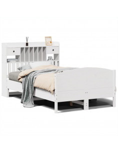 Letto Libreria senza Materasso Bianco 135x190 cm Legno di Pino