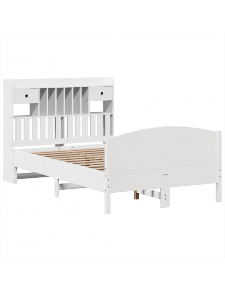 Letto Libreria senza Materasso Bianco 135x190 cm Legno di Pino