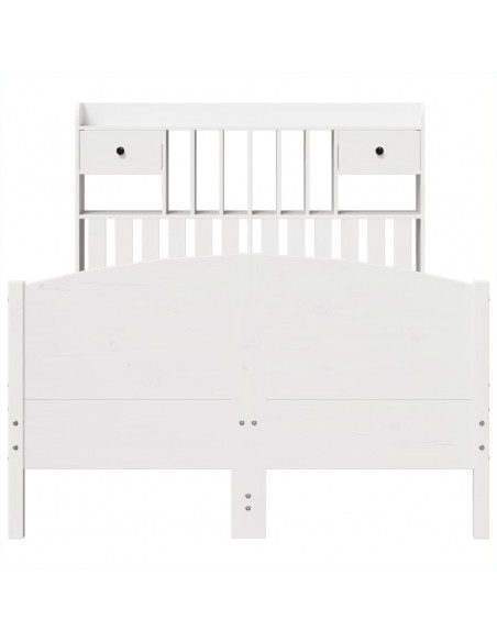 Letto Libreria senza Materasso Bianco 135x190 cm Legno di Pino