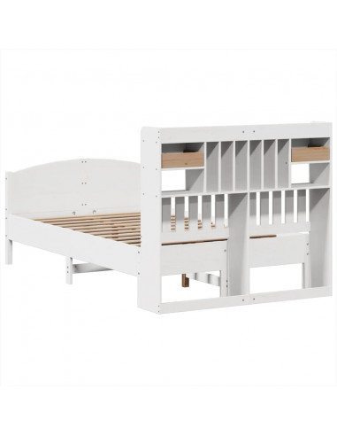 Letto Libreria senza Materasso Bianco 135x190 cm Legno di Pino