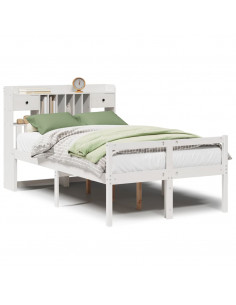 Letto Libreria senza Materasso Bianco 135x190 cm Legno di Pino