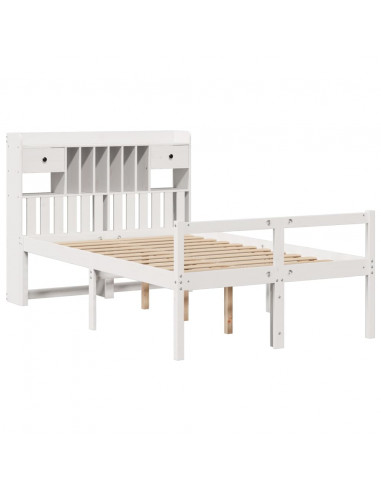 Letto Libreria senza Materasso Bianco 135x190 cm Legno di Pino