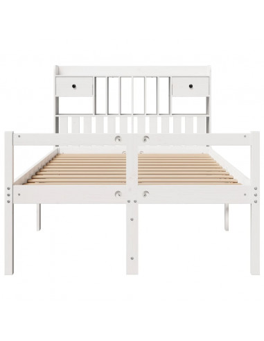 Letto Libreria senza Materasso Bianco 135x190 cm Legno di Pino