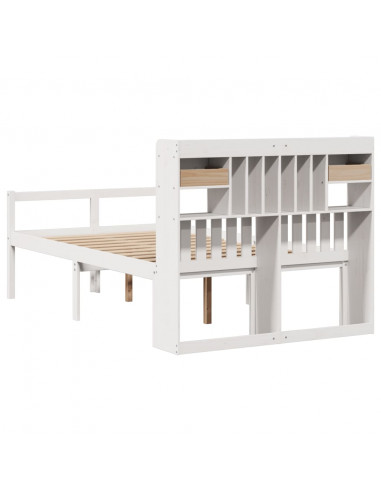 Letto Libreria senza Materasso Bianco 135x190 cm Legno di Pino
