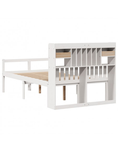 Letto Libreria senza Materasso Bianco 135x190 cm Legno di Pino