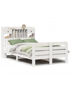 Letto Libreria senza Materasso Bianco 135x190 cm Legno di Pino