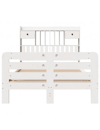 Letto Libreria senza Materasso Bianco 135x190 cm Legno di Pino