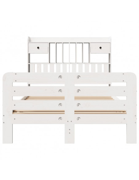 Letto Libreria senza Materasso Bianco 135x190 cm Legno di Pino