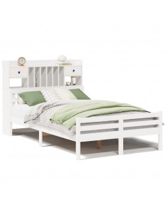 Letto Libreria senza Materasso Bianco 135x190 cm Legno di Pino