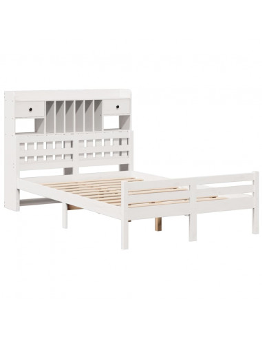 Letto Libreria senza Materasso Bianco 135x190 cm Legno di Pino