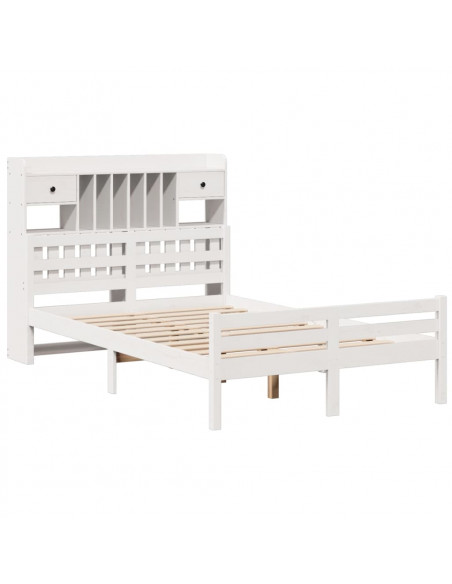 Letto Libreria senza Materasso Bianco 135x190 cm Legno di Pino