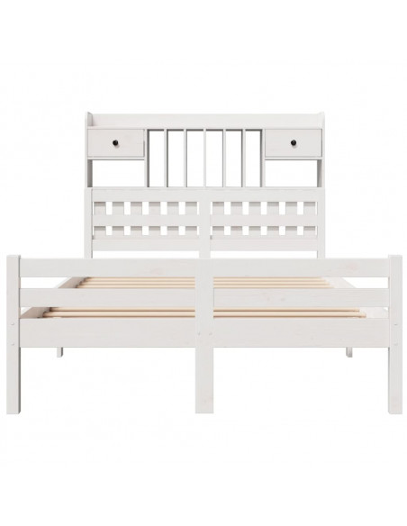 Letto Libreria senza Materasso Bianco 135x190 cm Legno di Pino