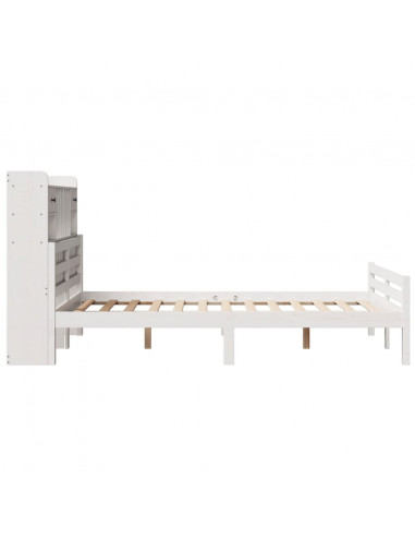 Letto Libreria senza Materasso Bianco 135x190 cm Legno di Pino