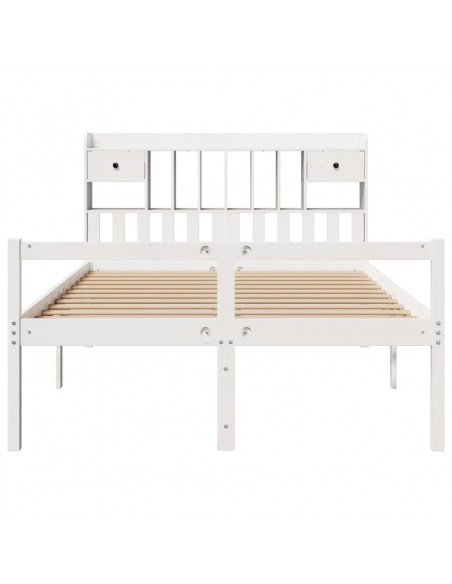 Letto Libreria senza Materasso Bianco 140x190 cm Legno di Pino