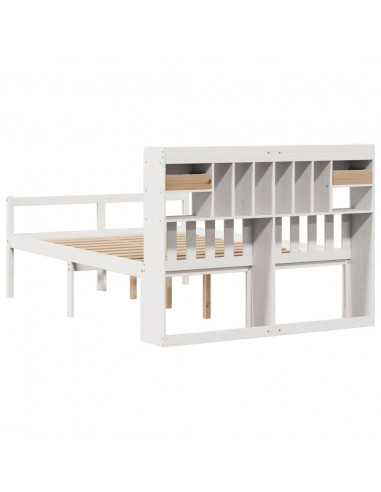 Letto Libreria senza Materasso Bianco 140x190 cm Legno di Pino
