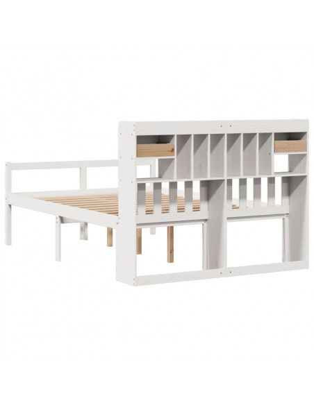 Letto Libreria senza Materasso Bianco 140x190 cm Legno di Pino