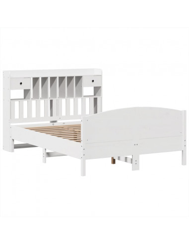 Letto Libreria senza Materasso Bianco 140x190 cm Legno di Pino