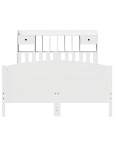 Letto Libreria senza Materasso Bianco 140x190 cm Legno di Pino