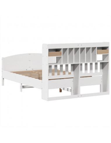 Letto Libreria senza Materasso Bianco 140x190 cm Legno di Pino