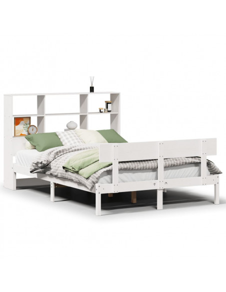 Letto Libreria senza Materasso Bianco 140x190 cm Legno di Pino