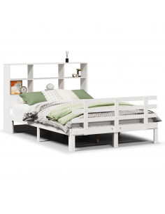 Letto Libreria senza Materasso Bianco 140x190 cm Legno di Pino