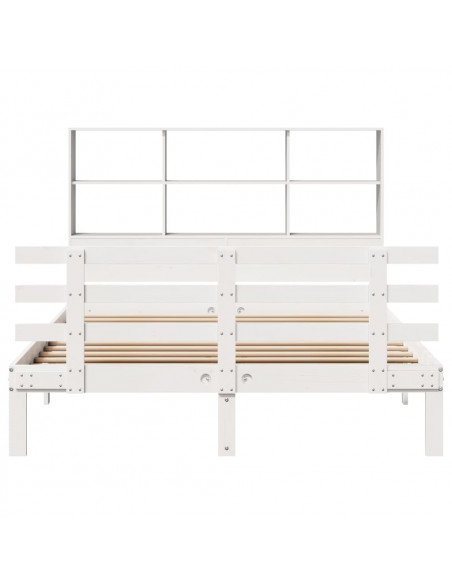 Letto Libreria senza Materasso Bianco 140x190 cm Legno di Pino