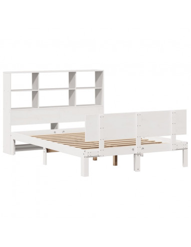 Letto Libreria senza Materasso Bianco 140x190 cm Legno di Pino