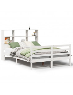 Letto Libreria senza Materasso Bianco 140x190 cm Legno di Pino
