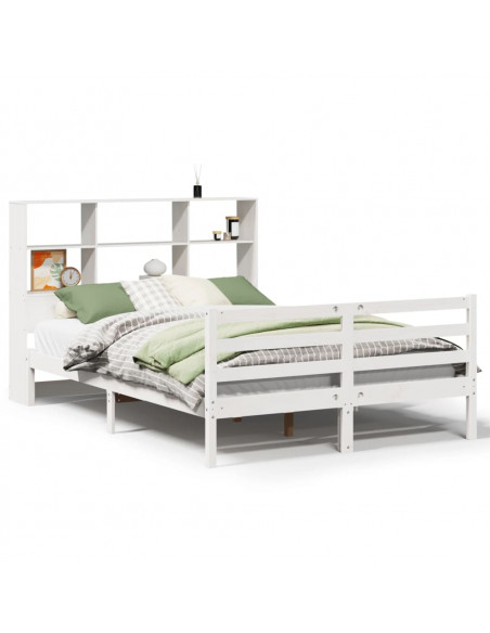 Letto Libreria senza Materasso Bianco 140x190 cm Legno di Pino