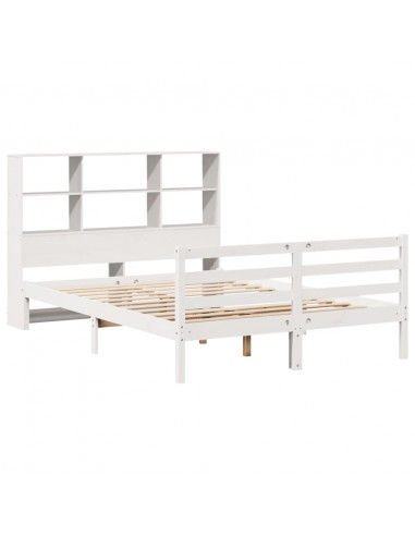 Letto Libreria senza Materasso Bianco 140x190 cm Legno di Pino
