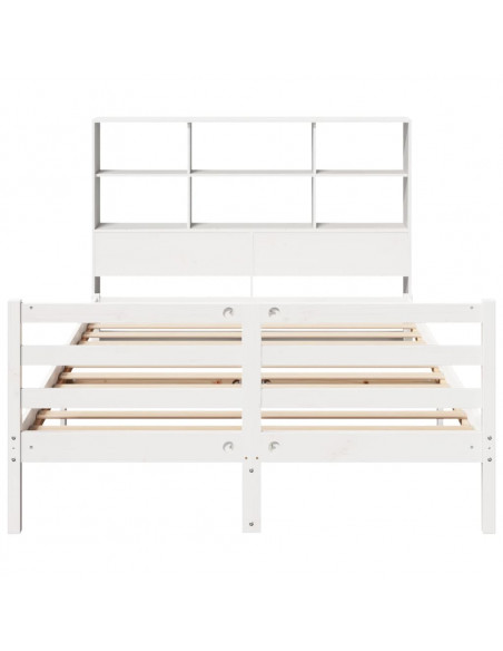 Letto Libreria senza Materasso Bianco 140x190 cm Legno di Pino