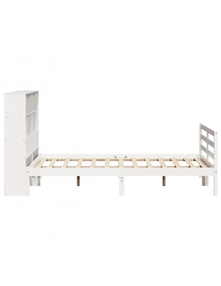 Letto Libreria senza Materasso Bianco 140x190 cm Legno di Pino