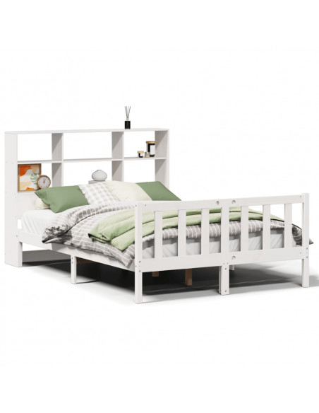Letto Libreria senza Materasso Bianco 140x190 cm Legno di Pino