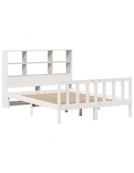 Letto Libreria senza Materasso Bianco 140x190 cm Legno di Pino