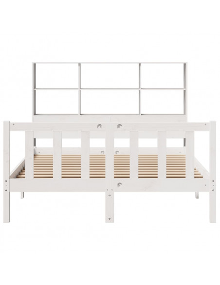 Letto Libreria senza Materasso Bianco 140x190 cm Legno di Pino
