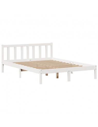 Letto Libreria senza Materasso Bianco 140x190 cm Legno di Pino