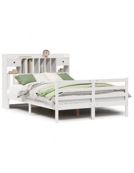 Letto Libreria senza Materasso Bianco 140x190 cm Legno di Pino