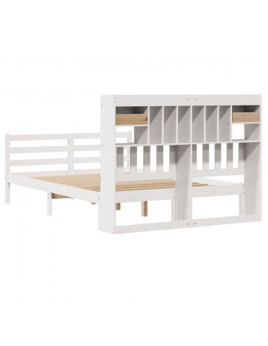 Letto Libreria senza Materasso Bianco 140x190 cm Legno di Pino