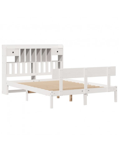 Letto Libreria senza Materasso Bianco 140x190 cm Legno di Pino