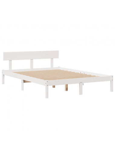 Letto Libreria senza Materasso Bianco 140x190 cm Legno di Pino